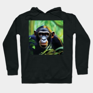 Chimpanzee in a Jungle with golden light catching its fur Hoodie